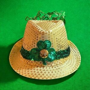 St. Patrick’s Day Gold Sequined Fedora Hat